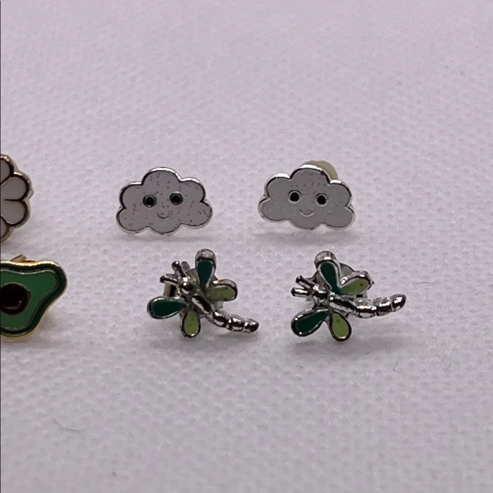 Dainty Small Earrings Post Back Daisy Dragonfly Avocado Cloud Claire's